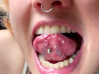 No Makeup Goth Girl Mouth Tour with Hand Mirror
