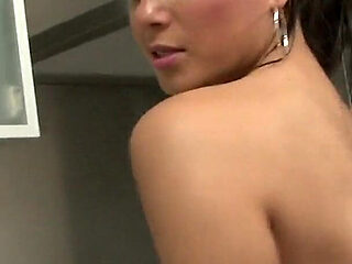 Babe in Brazil Uniform Strips and Plays Solo in the Kitchen