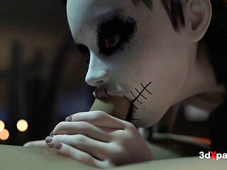 Pure baby girl's blowjob action