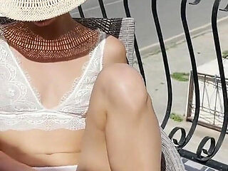 Russian Supermodel Masturbate on Balcony