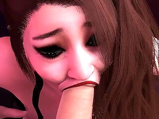 Sexy Asian MILF in a Sexy Dress Gives a Sloppy Blowjob