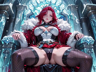 Ice Queen Unleashed! Red Hair, Icy Armor, and a Lazy Bedroom Vibe