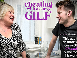 Curvy British Gilf Chantelle Is Fucking And Sucking A Cheating Young Guy On The Sofa