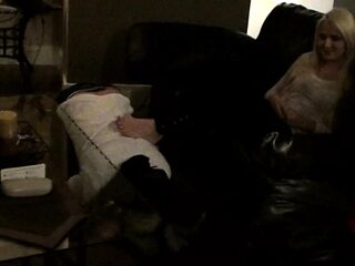 Amateur Blonde Chick Strips To Thong