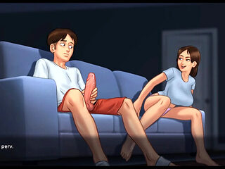 Lucky Guy Kisses Hot MILF Landlady & Gets Footjob From Girlfriend - Summertime Saga 3D Sex Animation