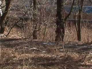 Old dude fucks young chick outdoor in Prague