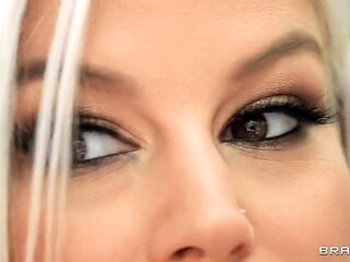 Julie Ass blonde MILF gives titjob and fucks - Big dick