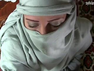 Sloppy Burqa Facefuck and Facial POV