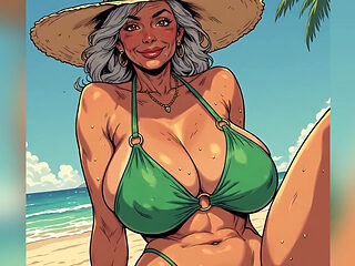 Beautiful Beach Women Comic Art