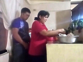 Fucking the Maid in the Kitchen When My Wife Is in the Living Room