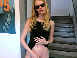 Bold girl gets punished with facials after being caught naked in the parking garage