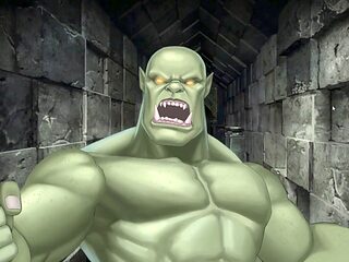 Hot blonde elven babe Studiouwu gets dominated by a massive orc in dungeon escape