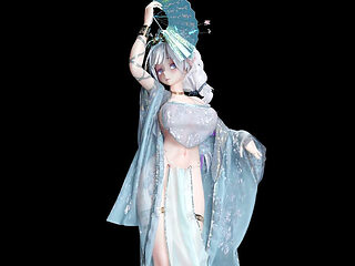 [mmd] Brilliance Sends Bright Moon Blue Erotic Hanfu Belly Pocket Ancient Style Striptease