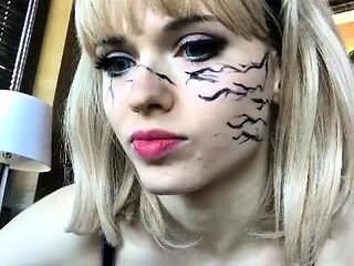 Deep throating blonde fetish babe swallows hot jizz