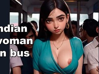 Indian Woman on the Bus. Desi College Girls Rides the Bus and Gets Fucked by a Gangbang. Cum on Face and Sari. Public Gangbang.