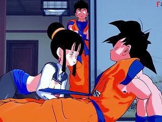 Gohan sees Goku and Chi-Chi having sex and joins in - Dragon Ball Zex Series