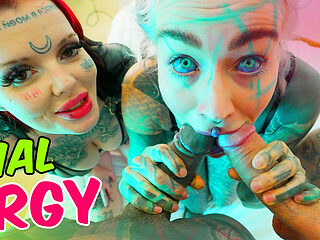 Tattoo Sluts Gaping Anal Holes in Rough Foursome - ATM & POV