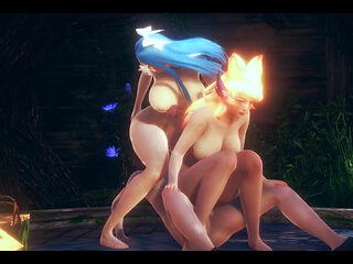 Lol Hentai - Ahri and Syra Threesome with Amazing Sex - Japanese Asian Manga Anime Film Game Porn