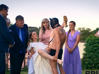 Andrea and her masked groom fucked outdoors on their wedding day