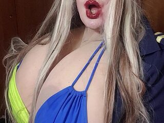 Sexy Susi as a stewaress with cup k tits