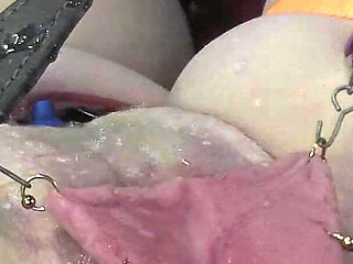 6 Views of Pissing Pumped Spread Pierced Pussy in Close up