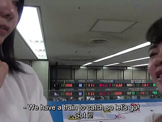 Japanese Office Lesbian Seduction: Big Tits Employee Outdoor Training