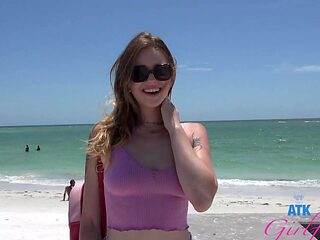 Redhead teen Lucy Foxx gets fucked in the car on a beach vacation