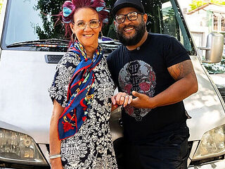 Redhead Granny with Glasses Gets Anal in Van - Rough Pickup Sex