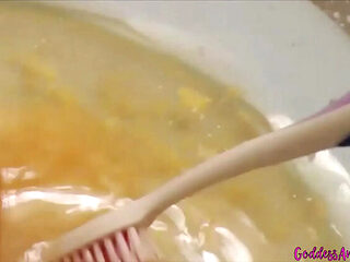 Goddess Amanda Humiliates Piggy Slave with Food & Toothbrush in Bathroom Fetish