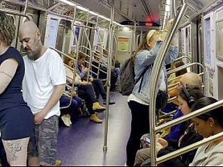 Busty passenger gets exposed and jacked off in public