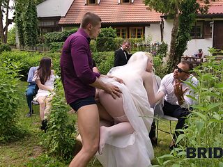 Big ass blondie gets fucked on her wedding day in front of everyone