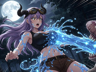 Demon Girl Finds Magic Mushroom - The Slimy Liquid Strips Her Naked and Makes Her Cum in the Woods