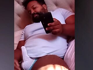 Daddy Bear Plays with Covered Cock on Live