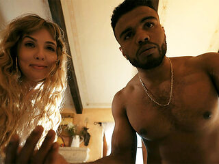 Heavy-breasted bi mommy convinces GF for threesome orgy