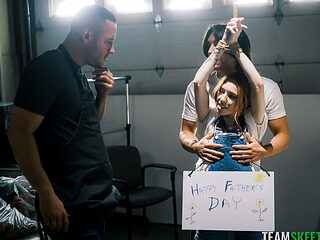 Your Tied up Stepdaughter Is Your Father's Day Gift, Share Her with Your Stepson