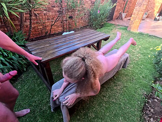Blonde MILF Displaying Her Bare Feet While Sucking Cock