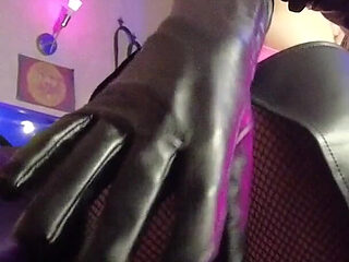 Goddess Eva Latex Fetish Dominatrix BDSM Leather Gloves Heels Hot Pink Teacher Mistress