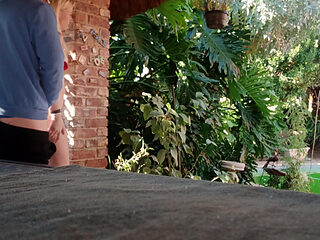 Having Fun in the Garden Blond Suking Cock