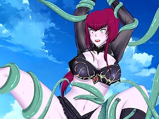 A monster with multiple cocks has a wild time with a gorgeous lady's pussy, ass, and mouth