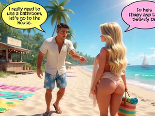 Married Blonde's Beach Tease Becomes Wild House Game with Husband and Young Men