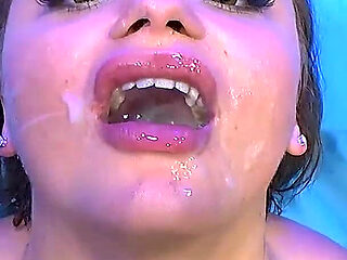 Brunette Slut in Ggg Blowbang Swallowing Cum