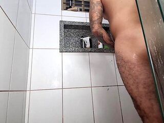 Nicolly Mattos Shaves Nicoly Mattos Big Ass in Shower
