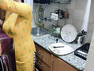 Horny Indian Step Mom Fucked in Kitchen - Hindi Desi Bhabhi Sex
