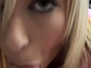 Blonde Stuffer Sucks Finger and Shows Pussy Closeup