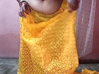 Yellow Saree Dropping Solo Sfw