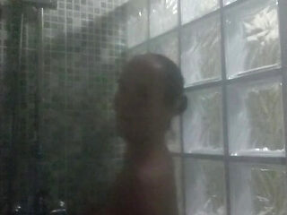 Playing in the very hot shower