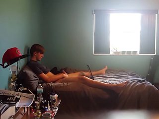 Caught brother jacking off in bed spycam