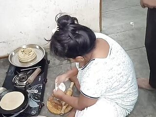 Indian desi step-mom fuck in kitchen