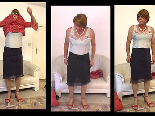 Julian069 polkadot skirt, red top, red heels