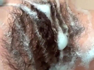 Dirty Girl Soaps up Her Hairy Bush